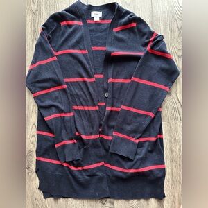 Old Navy Women's Navy and Pink Striped Cardigan
